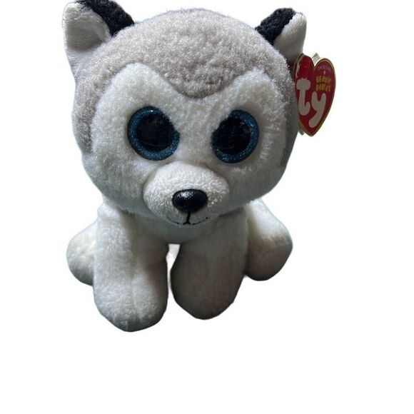 Ty Beanie Babies Original Gray & White Husky Dog Plush Blue Sparkle Eyes NWT - Picture 11 of 13